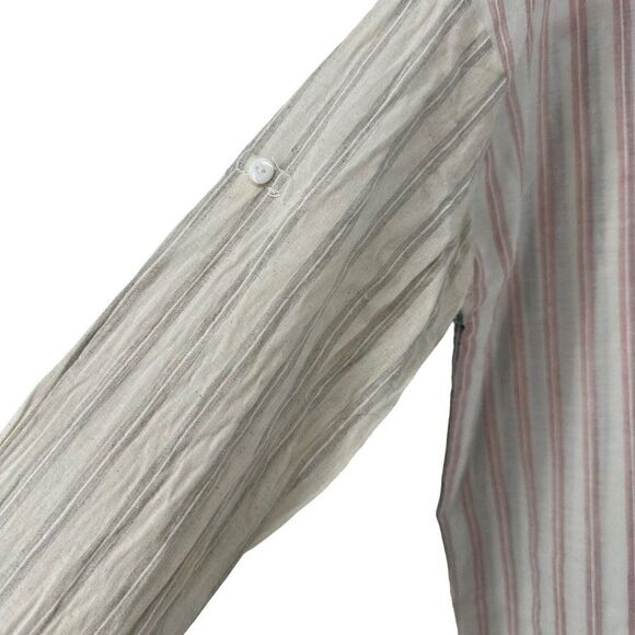 Molly Green Boyfriend Fit Button Up Relaxed Multi Color Striped Size M Preppy - Picture 6 of 8